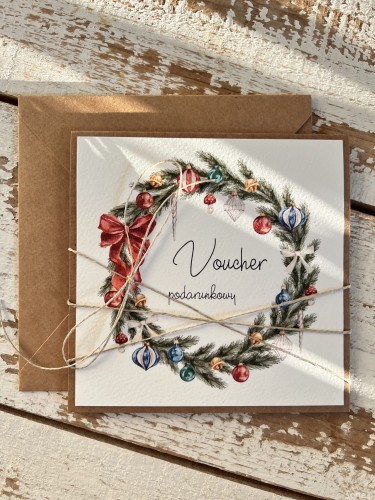 Personalizowany voucher podarunkowy na Boże Narodzenie, bon prezentowy, zaproszenie na masaż, do spa, itp. - kartka ręcznie robiona z personalizacją