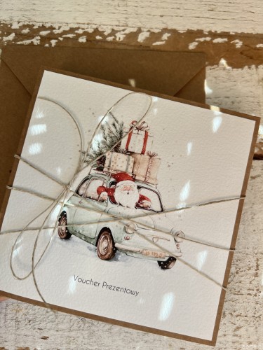 Personalizowany voucher podarunkowy na Boże Narodzenie, bon prezentowy, zaproszenie na masaż, do spa, itp. - kartka ręcznie robiona z personalizacją