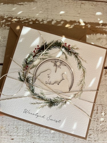 Kartka świąteczna ręcznie robiona na Boże Narodzenie