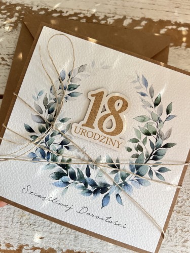 Wyjątkowa ręcznie robiona kartka na 18-ste urodziny, osiemnastka, pomysł na prezent życzenia na osiemnastkę dla chłopaka od matki chrzestnej