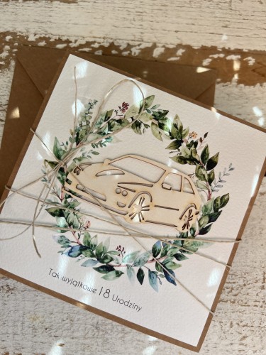 Wyjątkowa ręcznie robiona kartka na 18-ste urodziny, osiemnastka, pomysł na prezent życzenia na osiemnastkę dla chłopaka od matki chrzestnej