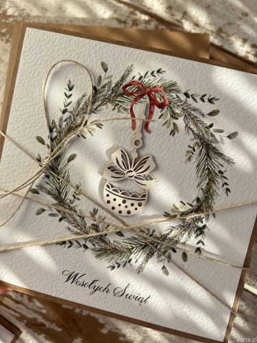 Kartka świąteczna ręcznie robiona na Boże Narodzenie