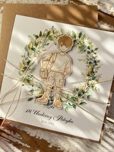 Wyjątkowa ręcznie robiona kartka na 18-ste urodziny, osiemnastka, pomysł na prezent na osiemnastkę dla syna, chłopca prezent od rodziców - dla piłkarza