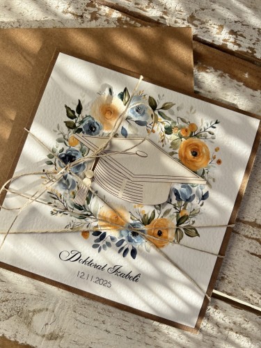 Personalizowana ręcznie robiona kartka gratulacje z okazji uzyskania absolutorium obrony pracy doktorskiej