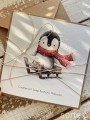Kartka świąteczna ręcznie robiona na Boże Narodzenie z pingwinkiem 3