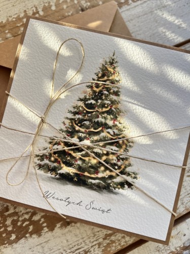 Kartka świąteczna ręcznie robiona na Boże Narodzenie choinka BN