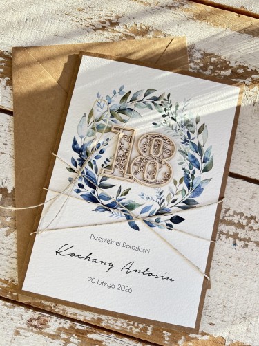 Personalizowany prezent - kartka ręcznie robiona na 18 urodziny, osiemnastka z personalizacją + personalizowane najpiękniejsze życzenia urodzinowe A5 prezent od matki chrzestnej, rodziców
