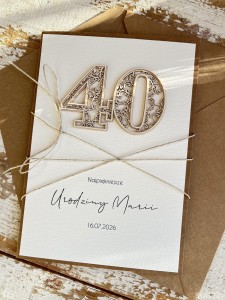 Wyjątkowa personalizowana kartka ręcznie robiona na 40 urodziny, pomysł na prezent czterdziestka z personalizacją + personalizowane najpiękniejsze życzenia prosto z serca urodzinowe duża A5
