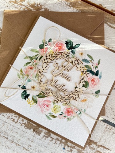 Kartka ślubna handmade boho ręcznie robiona