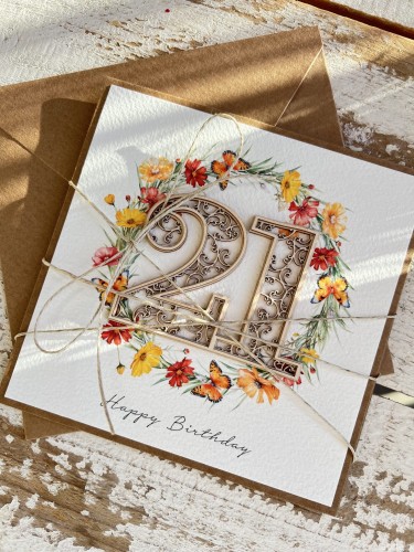Ręcznie robiona kartka na 21 urodziny