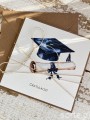 Ręcznie robiona kartka gratulacje z okazji uzyskania absolutorium obrony pracy licencjackiej, magisterskiej, doktorskiej - zakończenia studiów na życzenia