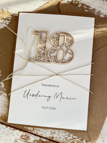 Personalizowany prezent - kartka ręcznie robiona na 18 urodziny, osiemnastka z personalizacją + personalizowane najpiękniejsze życzenia urodzinowe A5 prezent od matki chrzestnej, rodziców