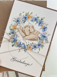 Ręcznie robiona kartka na narodziny dziecka - kartka gratulacyjna z okazji narodzin chłopca/dziewczynki A5