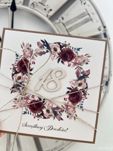 Kartka ręcznie robiona na 18 urodziny, osiemnastka prezent