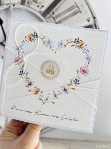 Kartka komunijna ręcznie robiona - pamiątka komunijna - pomysł na prezent na komunię i  najpiękniejsze życzenia