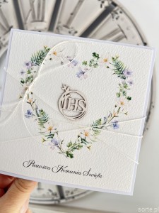 Kartka komunijna ręcznie robiona - pamiątka komunijna - pomysł na prezent na komunię i  najpiękniejsze życzenia