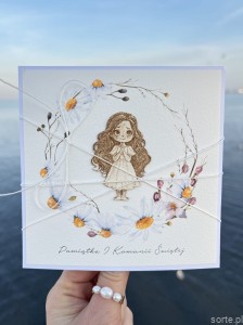 Kartka komunijna ręcznie robiona - pamiątka komunijna - pomysł na prezent na komunię i  najpiękniejsze życzenia 