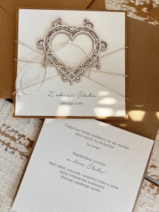 Kartka ślubna handmade ręcznie robiona z życzeniami 