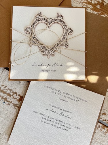 Kartka ślubna handmade ręcznie robiona z życzeniami