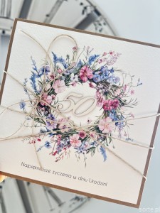 Wyjątkowy prezent kartka ręcznie robiona na 50 urodziny, pięćdziesiątkę piękne życzenia urodzinowe