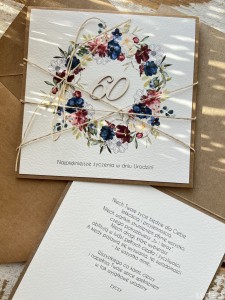 Ręcznie robiona kartka na 60 urodziny - urodzinowa, pomysł na prezent - życzenia urodzinowe