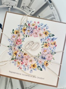 Ręcznie robiona kartka na 60 urodziny - urodzinowa, pomysł na prezent - życzenia urodzinowe