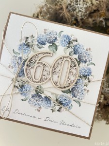 Ręcznie robiona kartka na 60 urodziny - urodzinowa, pomysł na prezent - życzenia urodzinowe