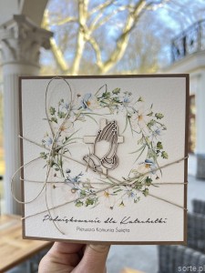 Kartka na podziękowanie dla katechetki z okazji pierwszej komunii 