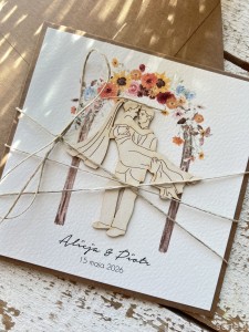 Personalizowana kartka na ślub, ślubna ręcznie robiona  - życzenia ślubne