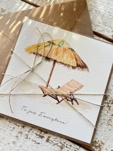 Kartka ręcznie robiona z okazji przejścia na emeryturę - gratulacje emerytura życzenia dla emeryta, emerytki - emerytura prezent - leżak