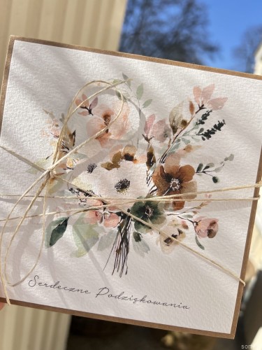 Ręcznie robiona kartka podziękowanie - serdeczne podziękowania