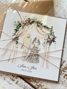Personalizowana kartka na ślub, ślubna ręcznie robiona  - życzenia ślubne 