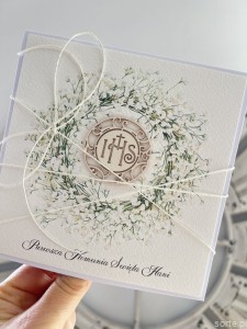 Najpiękniejsze oryginalne zaproszenia na komunię - komunijne ręcznie robione dla chłopca, dla dziewczynki gipsówka