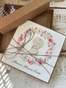 Kartka na komunię ręcznie robiona - Pamiątka Komunii - Pierwsza Komunia Święta piękne życzenia w pudełku