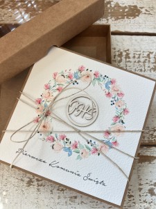 Kartka na komunię ręcznie robiona - Pamiątka Komunii - Pierwsza Komunia Święta piękne życzenia w pudełku