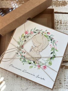 Kartka na komunię ręcznie robiona - Pamiątka Komunii - Pierwsza Komunia Święta piękne życzenia w pudełku