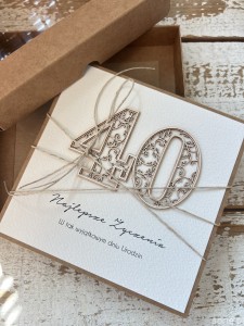 Ręcznie robiona kartka na 40 urodziny w pudełku + personalizowane życzenia - prezent dla mężczyzny