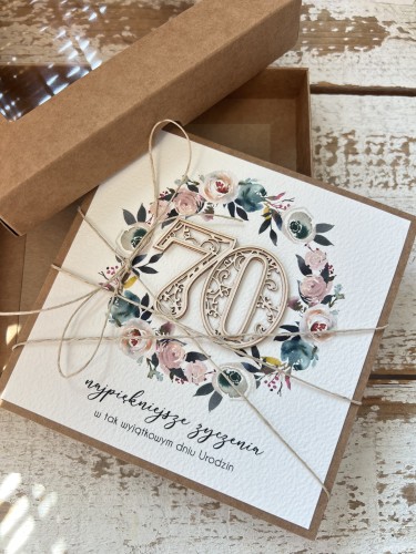 Wyjątkowa ręcznie robiona kartka na 70 urodziny, siedemdziesiątka - pomysł na prezent na siedemdziesiątkę