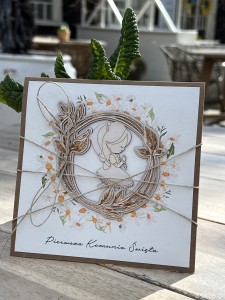 Kartka na komunię ręcznie robiona - Pierwsza Komunia Święta piękne życzenia 