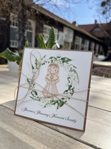 Kartka ręcznie robiona z okazji rocznicy komunii świętej - odnowienie przyrzeczeń, rocznica komunii - prezent dla dziewczynki