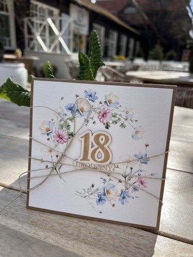 Kartka ręcznie robiona na 18 urodziny, osiemnastka prezent