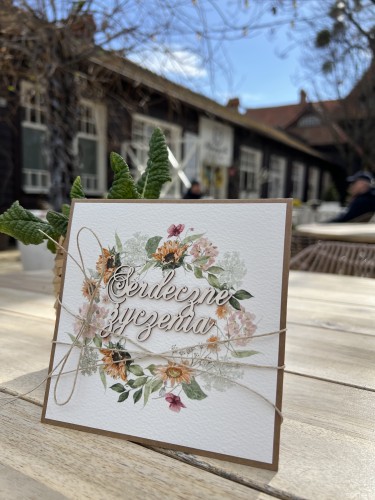 Kartka ręcznie robiona - urodzinowa  - serdeczne życzenia