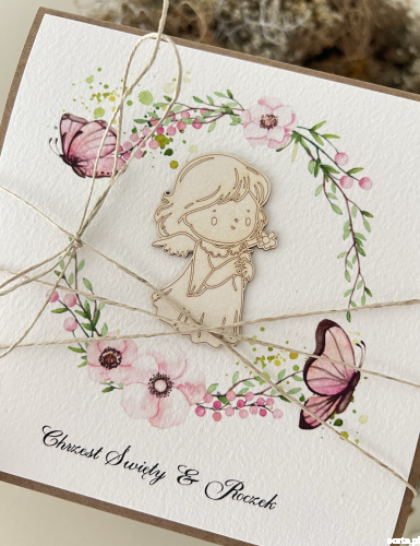 Wyjątkowa ręcznie robiona kartka na chrzest i roczek jednocześnie + najpiękniejsze życzenia