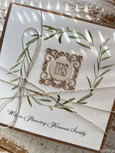 Ręcznie robiona kartka komunijna, na komunię - pamiątka komunijna - Pierwsza Komunia Święta piękne życzenia