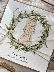 Ręcznie robiona kartka komunijna, na komunię - pamiątka komunijna - Pierwsza Komunia Święta piękne życzenia