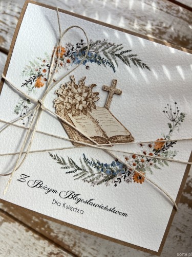Kartka ręcznie robiona dla księdza, zakonnika - rocznica święceń kapłańskich - z modlitwą
