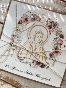 Kartka ręcznie robiona 25 rocznica święceń zakonnych - wieczystych dla siostry zakonnej