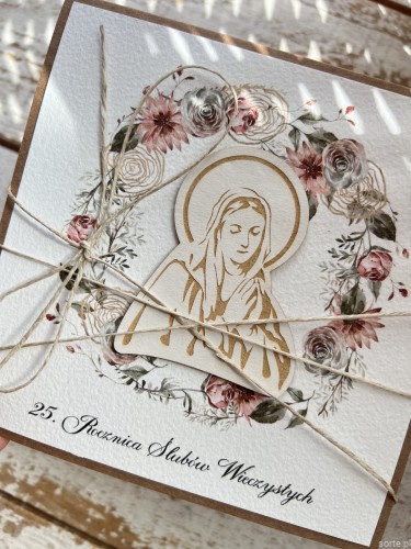 Kartka ręcznie robiona 25 rocznica święceń zakonnych - wieczystych dla siostry zakonnej
