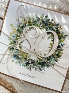 Wyjątkowa ręcznie robiona kartka życzenia na 80 urodziny, osiemdziesiątka - pomysł na prezent na osiemdziesiątkę 