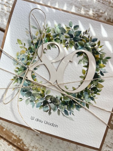 Wyjątkowa ręcznie robiona kartka życzenia na 80 urodziny, osiemdziesiątka - pomysł na prezent na osiemdziesiątkę